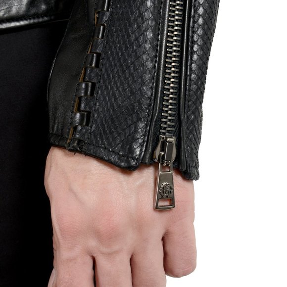 Roberto Cavalli 100% Leather Full Zip Biker Jacket - Picture 5 of 6